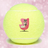 Twee elegante Mid Century Style katten in roze sto Tennisballen