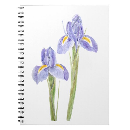 twee elegante paarse iris - waterverf 2021 notitieboek (Voorkant)