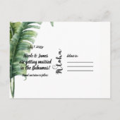 Twee Elegante Palmbladeren Tropisch Save The Date Aankondigingskaart (Achterkant)