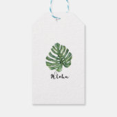 Twee elegante palmbladeren tropische alfa bruiloft cadeaulabel (Achterkant)