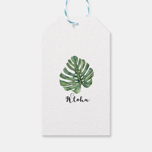 Twee elegante palmbladeren tropische alfa bruiloft cadeaulabel (Achterkant)