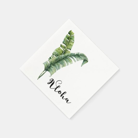 Twee elegante palmbladeren tropische alfa bruiloft servet (Hoek)
