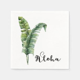 Twee Elegante Palmbladeren Tropische Aloha Bruilof Servet