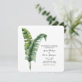 Twee elegante palmbladeren Tropische eenvoudige br Kaart (Staand voorkant)