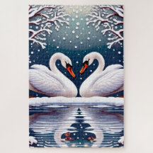 Twee elegante witte zwanen