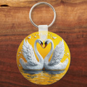 Twee Elegante Zwanen Sleutelhanger (Voorkant)