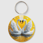 Twee Elegante Zwanen Sleutelhanger (Achterkant)