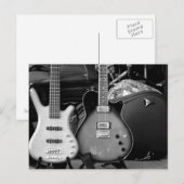 TWEE ELEKTRISCHE GUITARS - ZWART EN WITTE BRIEFKAART (Voorkant / Achterkant)