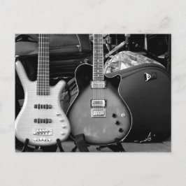 TWEE ELEKTRISCHE GUITARS - ZWART EN WITTE BRIEFKAART