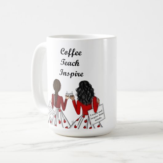 Twee elementaire docenten: Koffie, Teach, Inspire Koffiemok (Voorkant links)