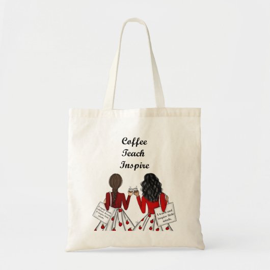 Twee elementaire docenten: Koffie, Teach, Inspire Tote Bag (Voorkant)