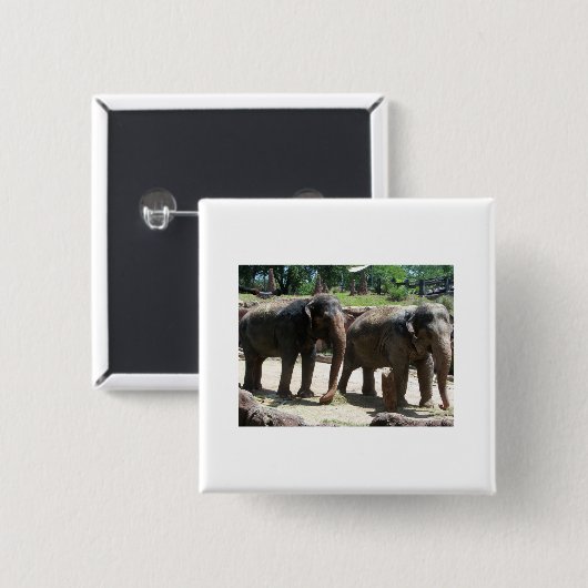 Twee Elephants Vierkante Button 5,1 Cm (Voorkant /achterkant)