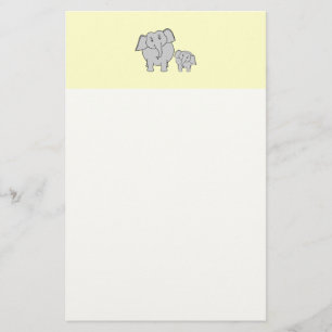 Twee Elephants. Volwassenen en Baby. Briefpapier