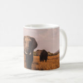 TWEE ELEPHANTS WALKING ON GRASS COVERED GROUND KOFFIEMOK (Voorkant rechts)