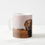 TWEE ELEPHANTS WALKING ON GRASS COVERED GROUND KOFFIEMOK (Voorkant links)