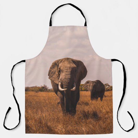 TWEE ELEPHANTS WALKING ON GRASS COVERED GROUND SCHORT (Voorkant)