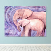 Twee Elephants Wildlife Artwork van Molly Harrison Canvas Afdruk (Insitu (Houten vloer))