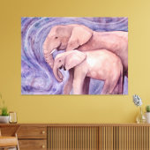 Twee Elephants Wildlife Artwork van Molly Harrison Canvas Afdruk (Insitu (Woonkamer))