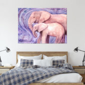 Twee Elephants Wildlife Artwork van Molly Harrison Canvas Afdruk (Insitu (Slaapkamer))