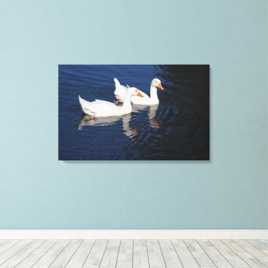 Twee Emden Geese Canvas Afdruk (Insitu (Houten vloer))