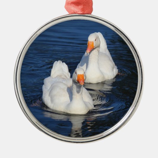 Twee Emden Geese II Metalen Ornament (Voorkant)