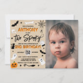 Twee en spooky! Halloween 2e verjaardagsfoto Kaart (Voorkant)