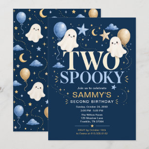 Twee enge blauwe spook Halloween tweede verjaardag Kaart