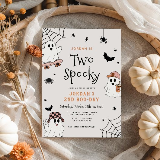 Twee enge Halloween-geest 2e verjaardag Kaart
