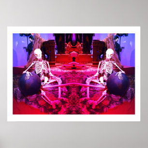 Twee enge spookachtige skeletten poster