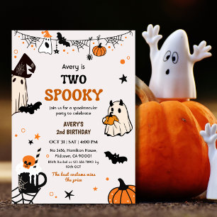 Twee enge verjaardagsfeest voor Halloween met gees Kaart