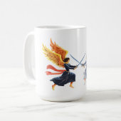 Twee engel met groot zwaard met open vleugels koffiemok (Voorkant links)