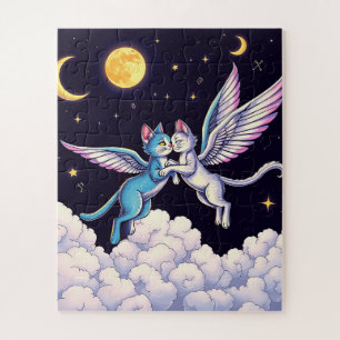 Twee engelachtige katten voor kinderen legpuzzel