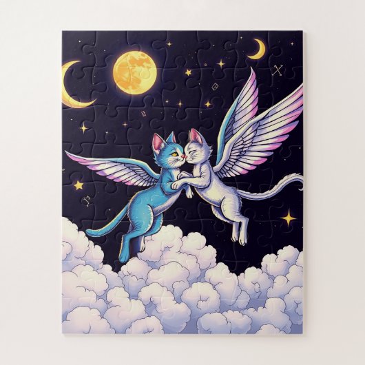 Twee engelachtige katten voor kinderen legpuzzel (Verticaal)