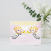 Twee engelen blazen hoorns, CG, 3D, Illustratie, Briefkaart (Staand voorkant)