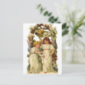 Twee engelen die een belletje bellen, vakantie briefkaart (Staand voorkant)