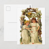Twee engelen die een belletje bellen, vakantie briefkaart (Voorkant / Achterkant)