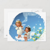 Twee engelen die op de wolken zitten briefkaart (Voorkant / Achterkant)