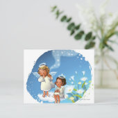 Twee engelen die op de wolken zitten briefkaart (Staand voorkant)