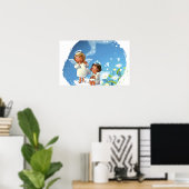 Twee engelen die op de wolken zitten poster (Thuiskantoor)