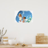 Twee engelen die op de wolken zitten poster (Keuken)