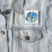 Twee engelen die op de wolken zitten vierkante button 5,1 cm (In situ)