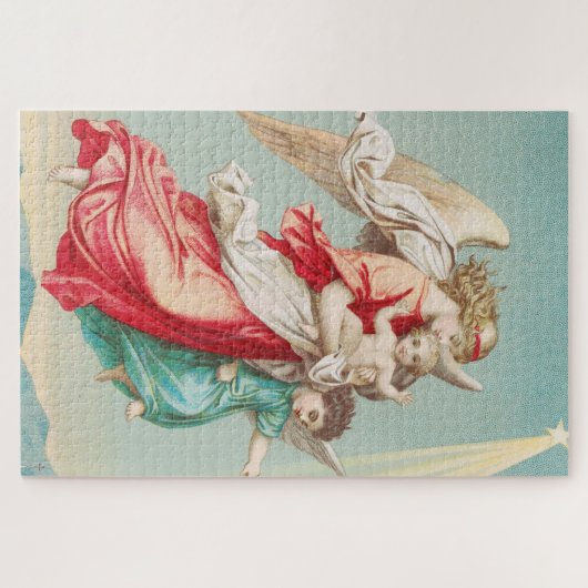 Twee engelen draag een klein kind legpuzzel (Horizontaal)