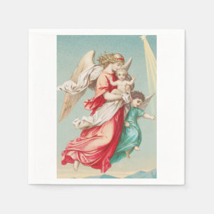 Twee engelen draag een klein kind servet