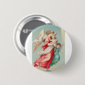 Twee engelen dragen een klein kind ronde button 5,7 cm (Voorkant /achterkant)