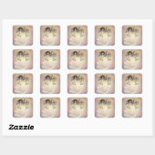 Twee engelen en maan kerstcadeau labelstickers vierkante sticker (Vel)