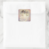 Twee engelen en maan kerstcadeau labelstickers vierkante sticker (Tas)