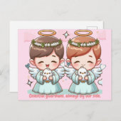 Twee engelen, hemelse beschermers briefkaart (Voorkant / Achterkant)