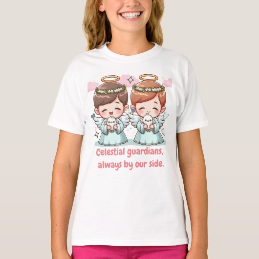 Twee engelen, hemelse bewakers.  t-shirt (Voorkant)