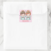 Twee engelen, hemelse bewakers. vierkante sticker (Tas)