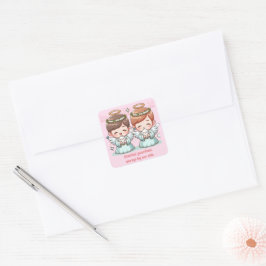 Twee engelen, hemelse bewakers. vierkante sticker